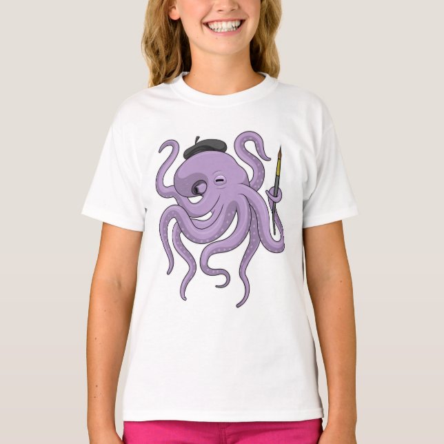 Färgpensel för otopus t shirt (Framsida)