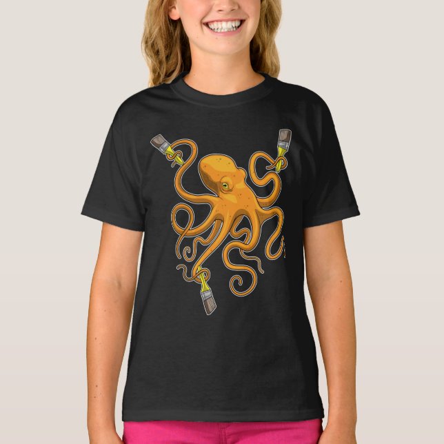 Färgpensel för pensel för otopus t shirt (Framsida)