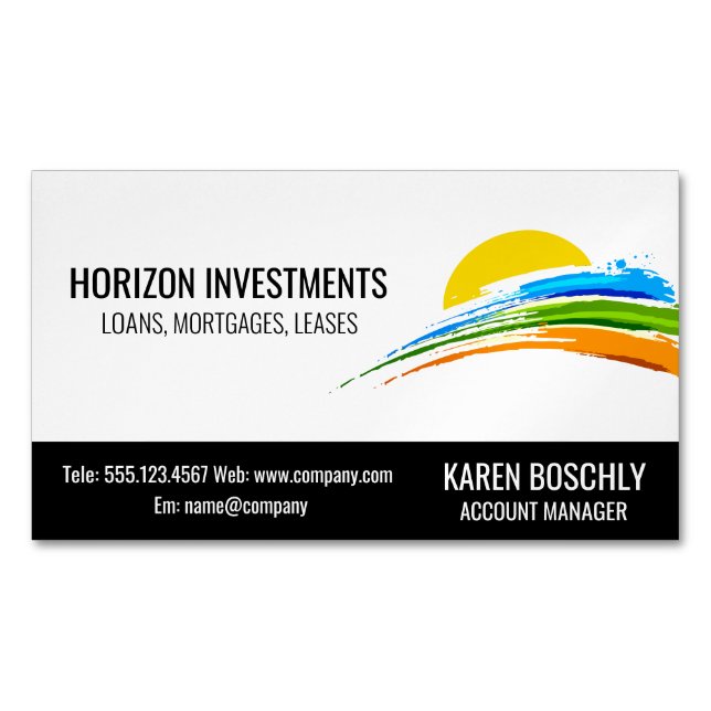 Färgpensel för sol och Färgad Magnetiska Visitkort (Framsida)