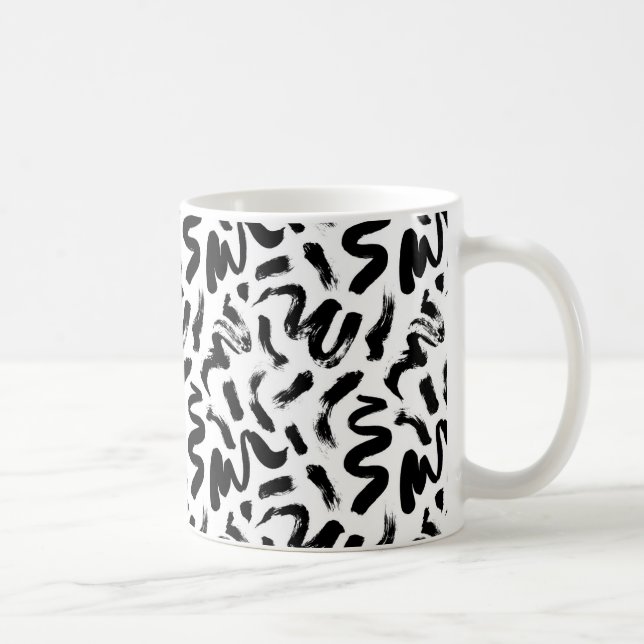 Färgpensel i svart Bläck Mönster Kaffemugg (Höger)