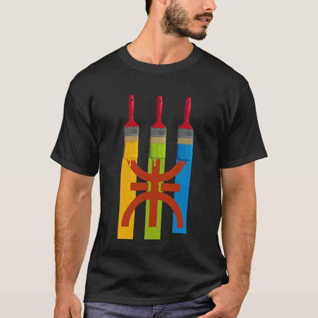 Färgpensel målar Amazigh-flagga T Shirt (Framsida)