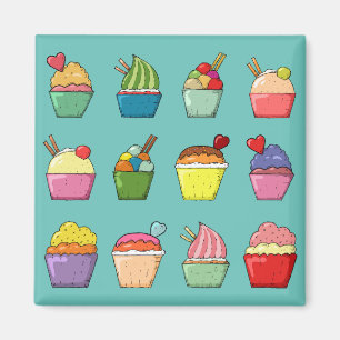 Färgpigment och iskräm Cute Teal Magnet