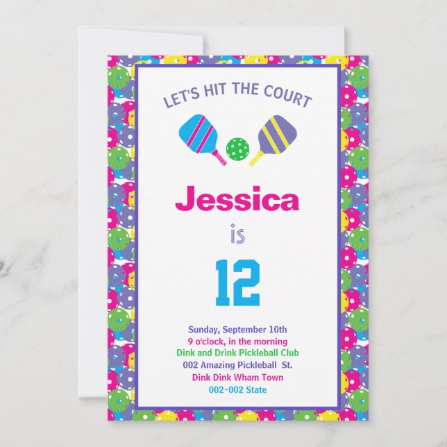 Färgpikboll B'day party + OSA Inbjudningar (Framsida)