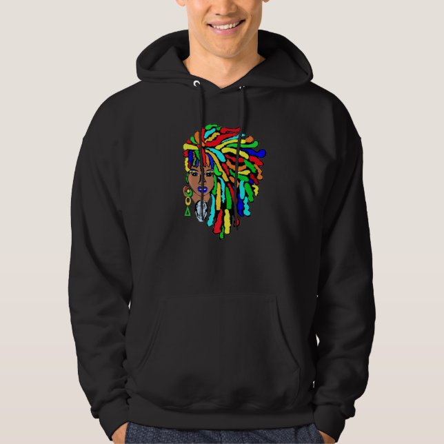 Färgplatser Side Afro Dreadlocks Natural Hair 2 Hoodie (Framsida)