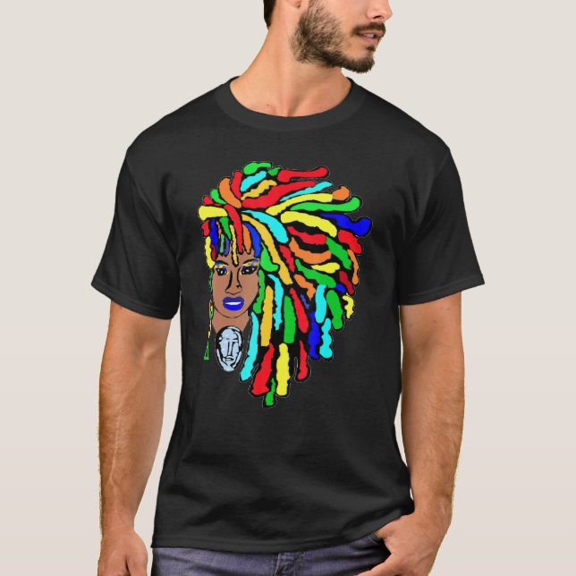Färgplatser Side Afro Dreadlocks Natural Hair 2 T Shirt (Framsida)