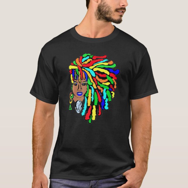 Färgplatser Side Afro Dreadlocks Natural Hair 2 T Shirt (Framsida)