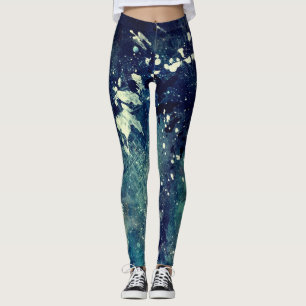 Färgplatta för blå Abstrakt Leggings
