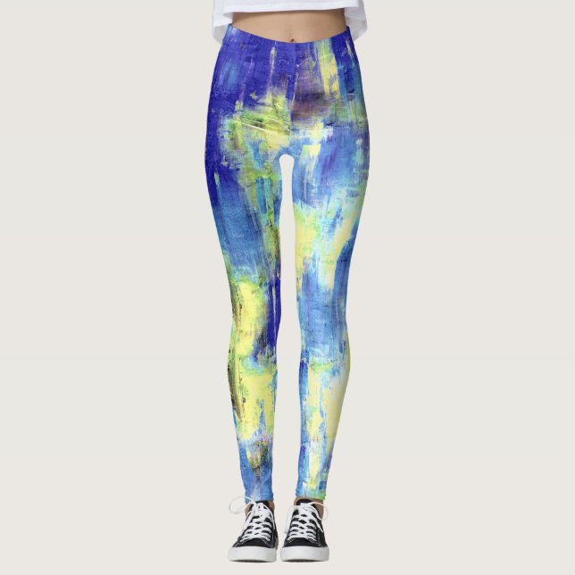 Färgplatta för blå Gult Leggings (Framsida)