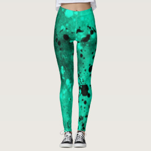 Färgplatteffekt, Grönt och svart Leggings