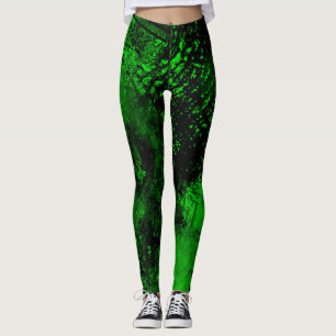 Färgplatteffekt, Grönt och svart Leggings
