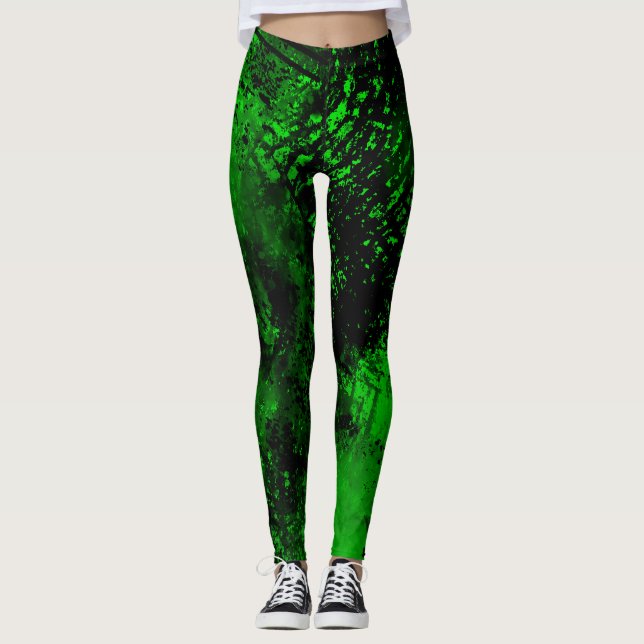 Färgplatteffekt, Grönt och svart Leggings (Framsida)