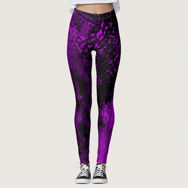 Färgplatteffekt, Lila & svart Leggings (Framsida)