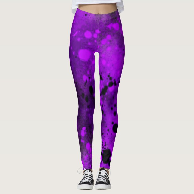 Färgplatteffekt, Lila & svart Leggings (Framsida)