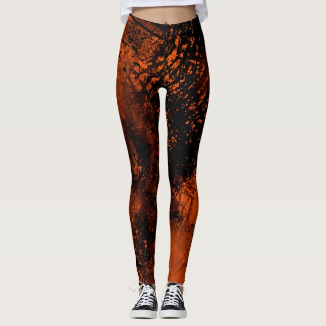 Färgplatteffekt, Orange och svart Leggings (Framsida)