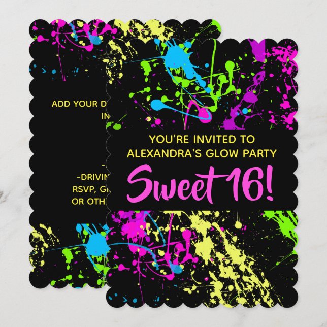 Färgplattersötare 16 Födelsedagsfester Inbjudningar (Fram/baksida)