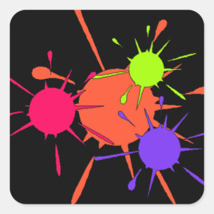 Färgplattor för Sticker Paintball Party Färgfläcka Fyrkantigt Klistermärke