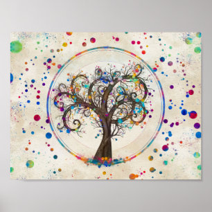 Färgplattret Golden Spiral Träd Färg # Poster