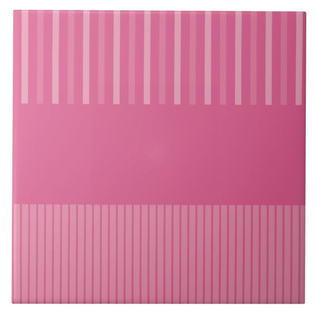 Färgpop Ränder - Rosa Kakelplatta (Framsidan)