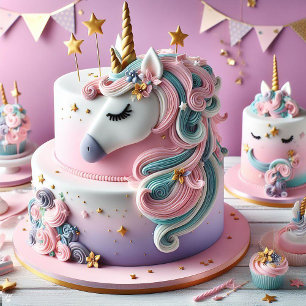 FÄRGPULL WHIMISCAL UNICORNS BIRTHDAY INBJUDNINGAR