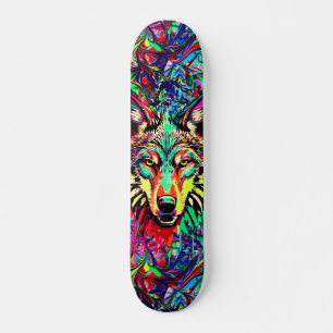 Färgpulver Varg huvud - Varg Skateboard Deck