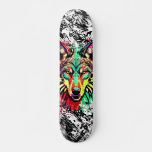 Färgpulver Varg huvud - Varg Skateboard Deck