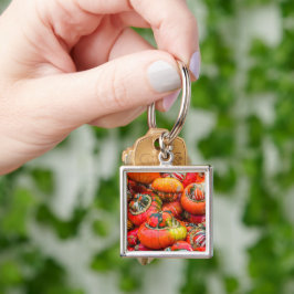 Färgpumpor Fyrkantig Silverfärgad Nyckelring