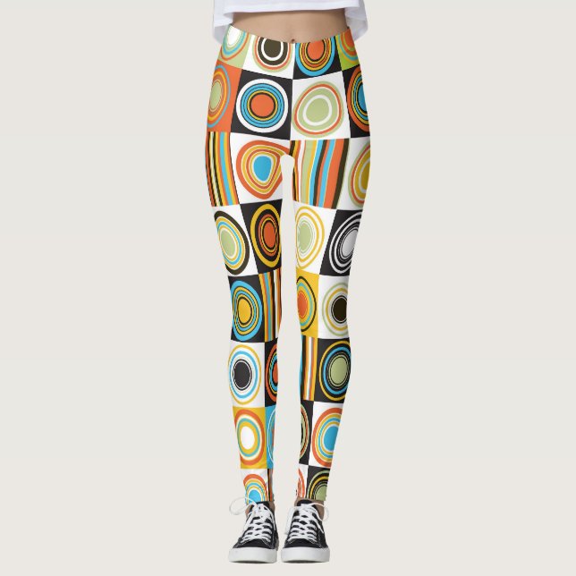 Färgpunkter, cirklar, rand-bakgrund. leggings (Framsida)