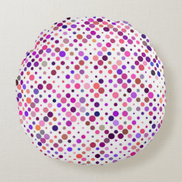 Färgpunkter, Magenta, Rosa och Lila Rund Kudde