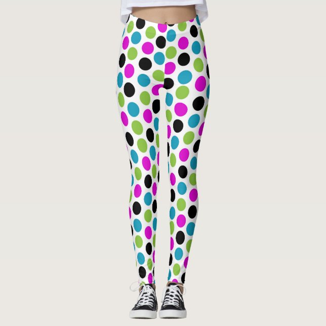 Färgpunkter runt Mönster Leggings (Framsida)