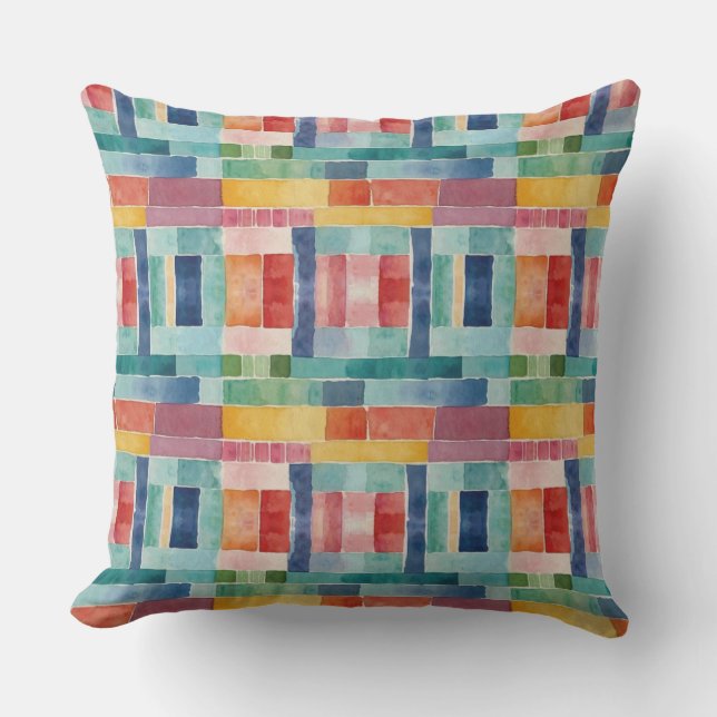 Färgregat Abstrakt Färgfärg vattenfärg Mönster Kudde (Framsida)