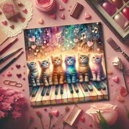 Färgregat av regnbåge, vattenfärg Cats Piano Chris Julkort