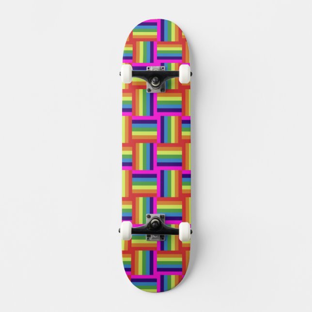Färgregat Block Mönster Mini Skateboard Bräda 18,5 Cm (Framsida)