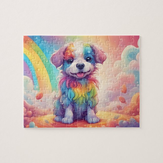 Färgregat Cute Little Watercolor Hund Pussel (Horisontell)