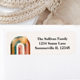 Färgregat för regnbåge och Sol babyskor Adress Returadress Etikett