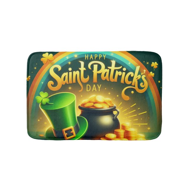Färgregat guld Saint patrick's day Badrumsmatta (Framsidan)