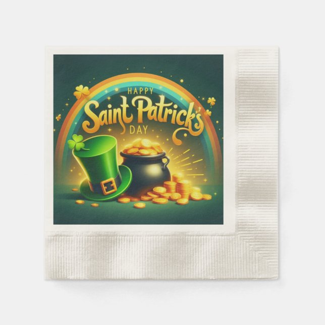 Färgregat guld Saint patrick's day Pappersservett (Framsidan)