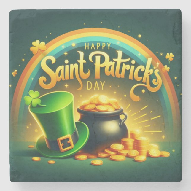 Färgregat guld Saint patrick's day Stenunderlägg (Framsidan)