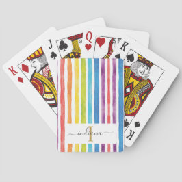 Färgregat Monogram Namn Watercolor Rand Casinokort