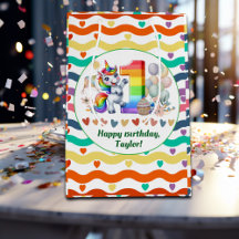 Färgregat och Unicorn 1:a födelsedagen Party