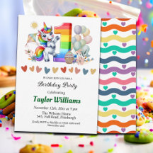 Färgregat och Unicorn 1:a födelsedagen Party