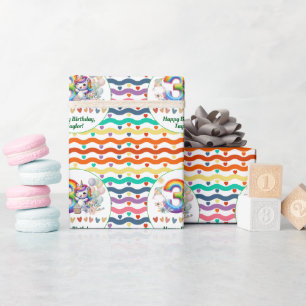 Färgregat och Unicorn 3:e födelsedagen Party Presentpapper