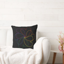 Färgregat på svart Chic hjärtaS-blomma Kudde