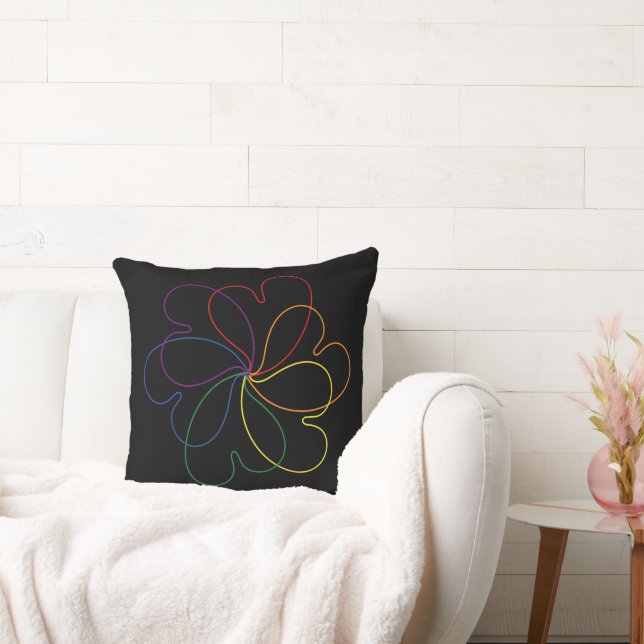 Färgregat på svart Chic hjärtaS-blomma Kudde (Soffa)