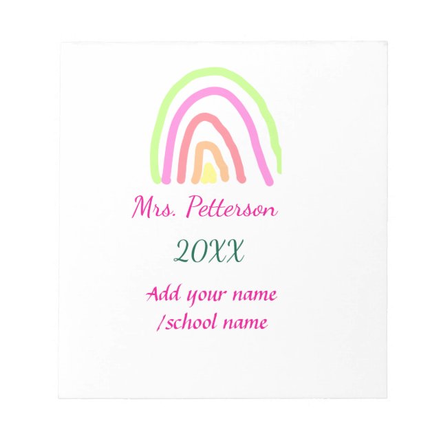 Färgregat rand lägger till lärare namn år anteckningsblock (Framsida)