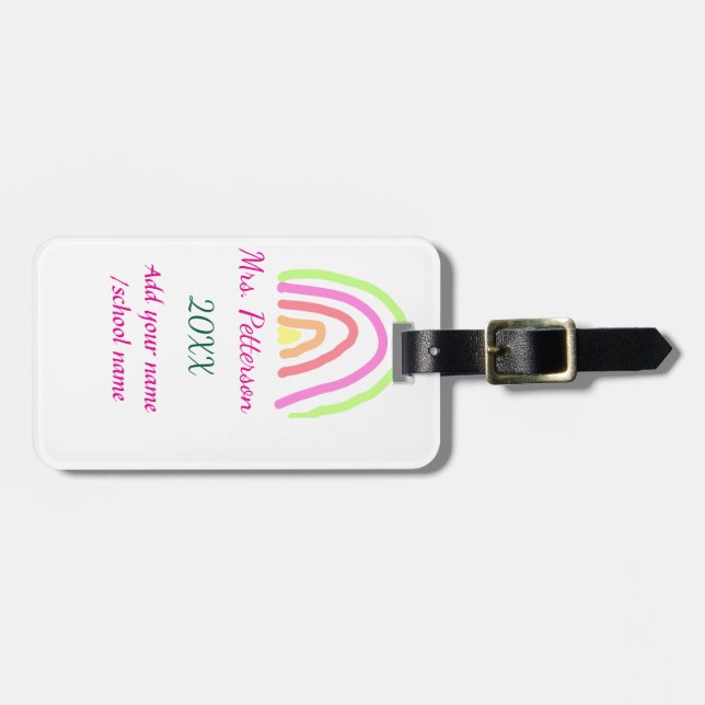 Färgregat rand lägger till lärare namn år bagagebricka (Horisontell Framsida)