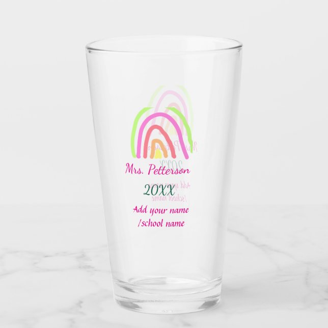 Färgregat rand lägger till lärare namn år glaskopp (Framsida)