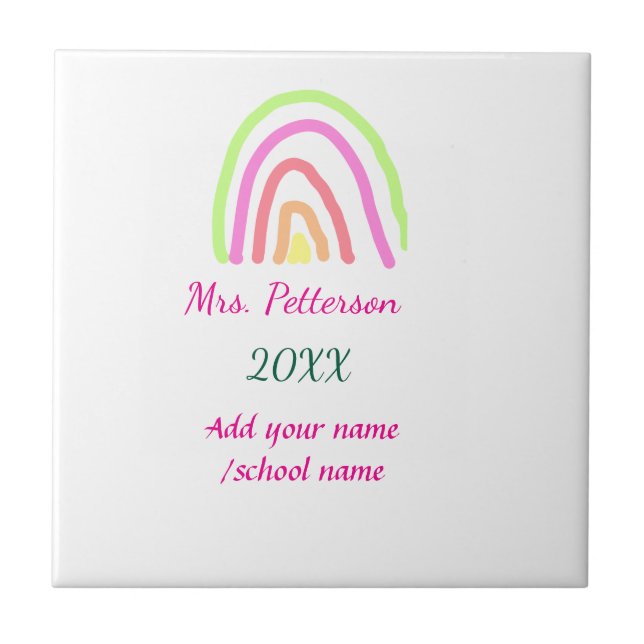 Färgregat rand lägger till lärare namn år kakelplatta (Framsidan)