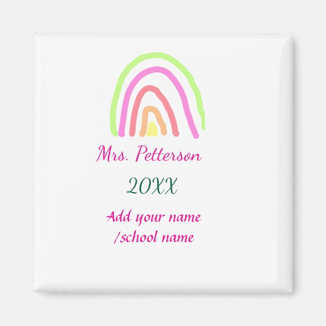Färgregat rand lägger till lärare namn år magnet (Framsidan)