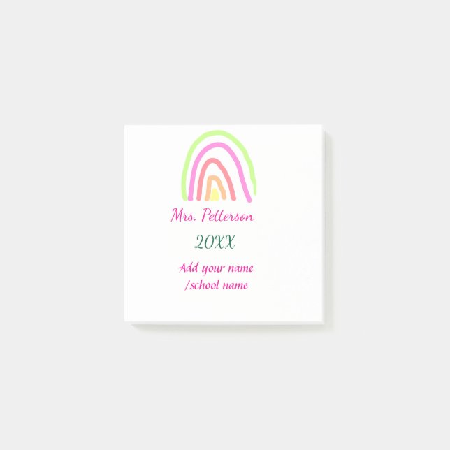 Färgregat rand lägger till lärare namn år post-it block (Framsida)