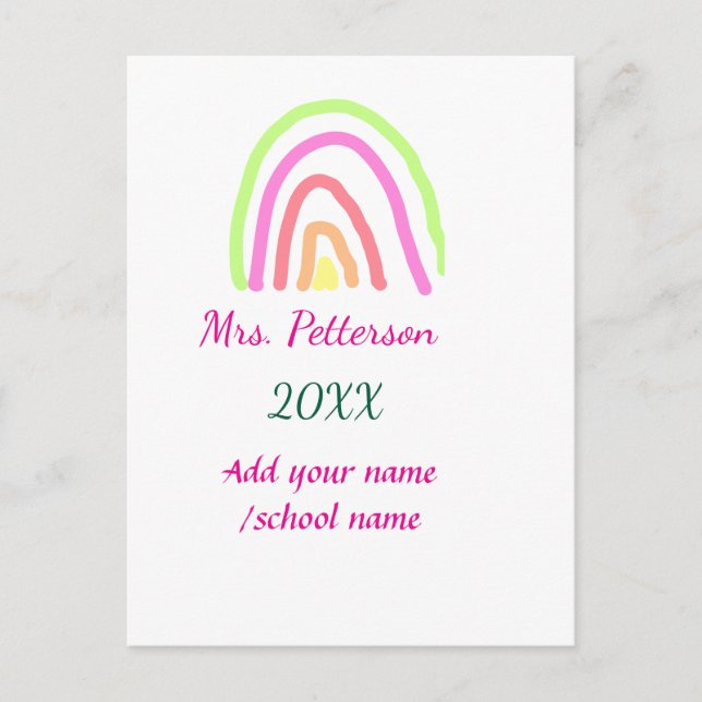 Färgregat rand lägger till lärare namn år vykort (Framsida)